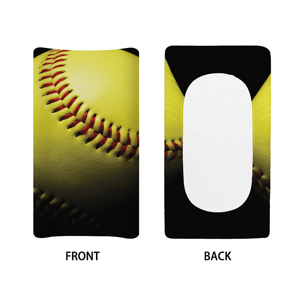 Yellow Softball Ball Print Changing Pad Cover