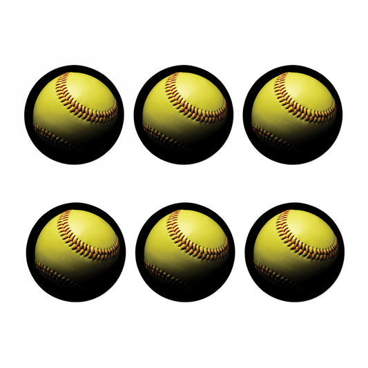 Yellow Softball Ball Print Coaster Set