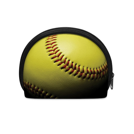 Yellow Softball Ball Print Coin Purse