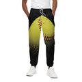 Yellow Softball Ball Print Cotton Sweatpants