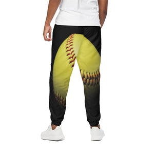 Yellow Softball Ball Print Cotton Pants