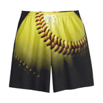 Yellow Softball Ball Print Cotton Shorts