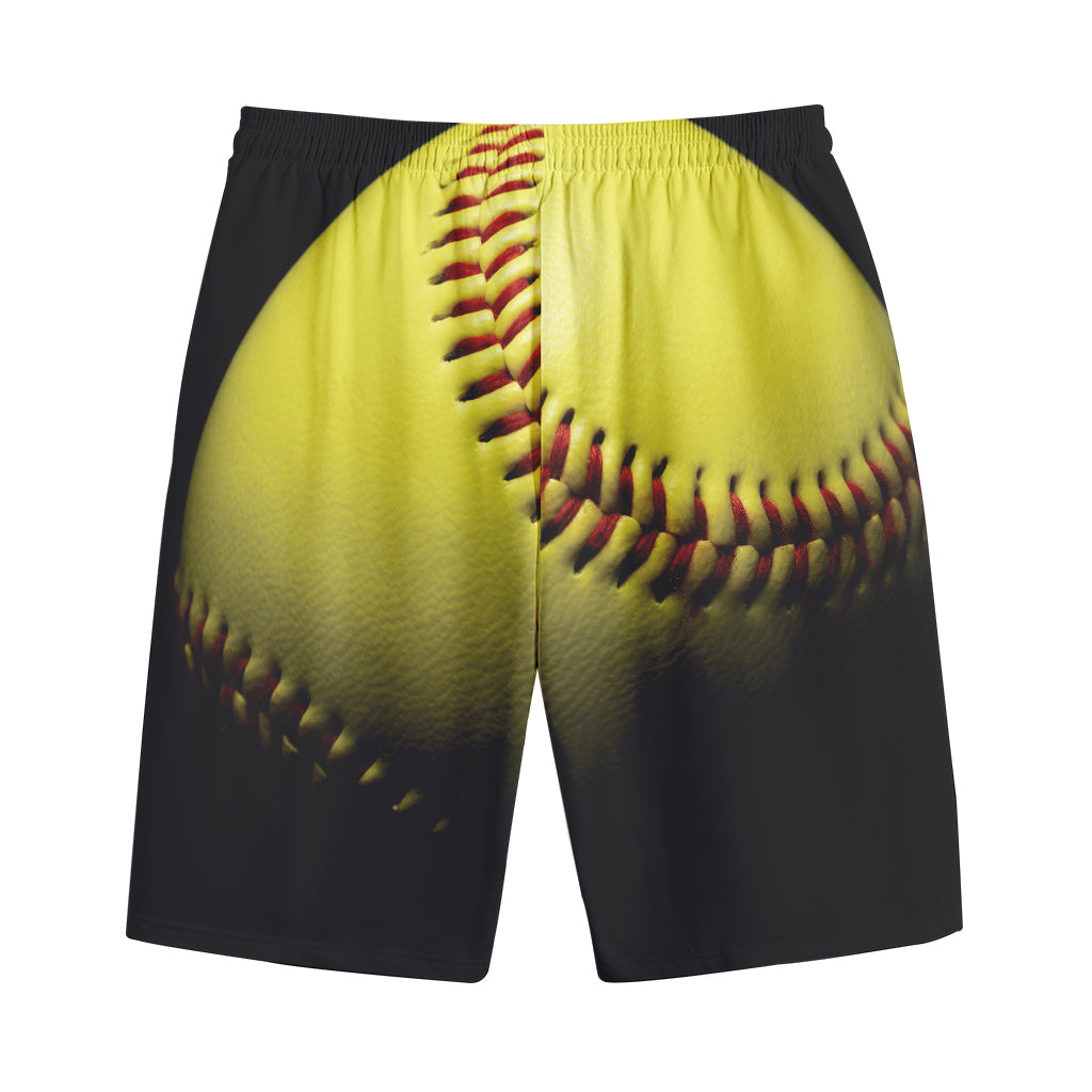 Yellow Softball Ball Print Cotton Shorts