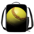 Yellow Softball Ball Print Crossbody Lunch Bag