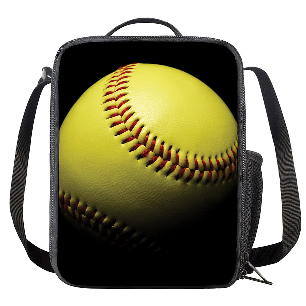 Yellow Softball Ball Print Crossbody Lunch Bag