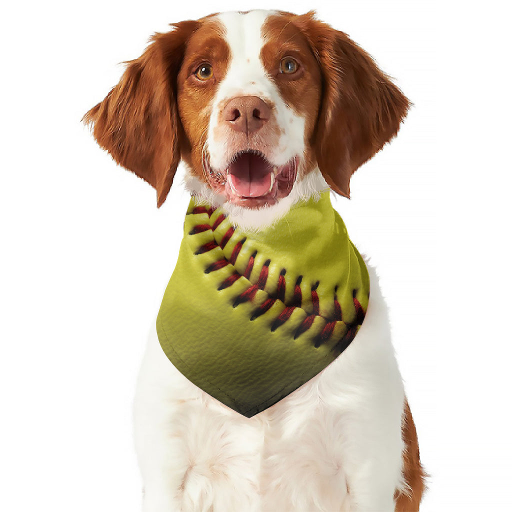 Yellow Softball Ball Print Dog Bandana