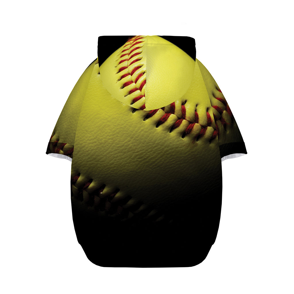 Yellow Softball Ball Print Dog Zip Up Hoodie