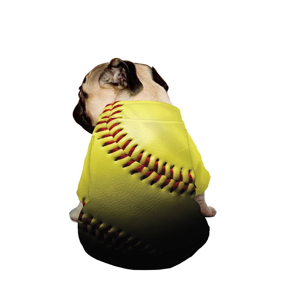 Yellow Softball Ball Print Dog Zip Up Jacket