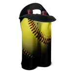 Yellow Softball Ball Print Double Neoprene Wine Tote