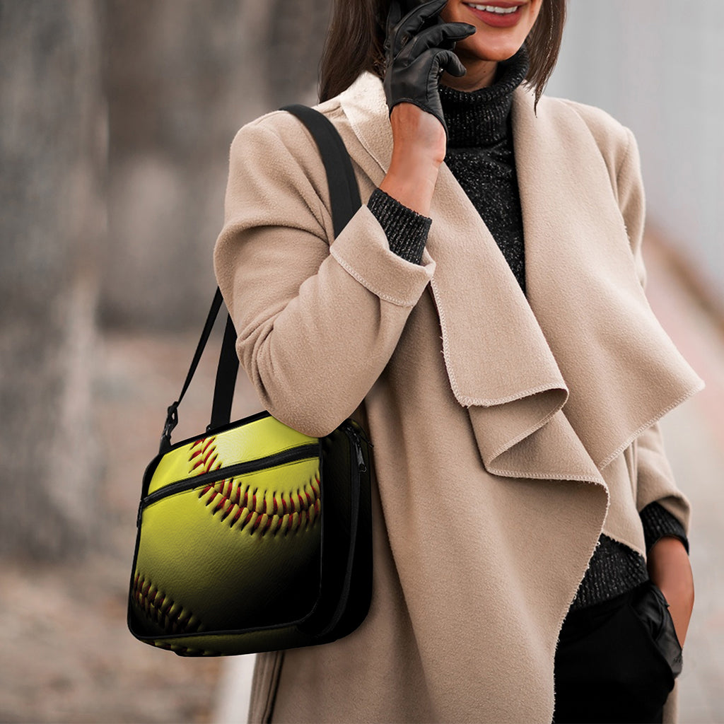 Yellow Softball Ball Print Double Strap Bible Bag