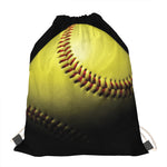 Yellow Softball Ball Print Drawstring Bag