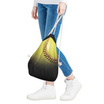 Yellow Softball Ball Print Drawstring Bag