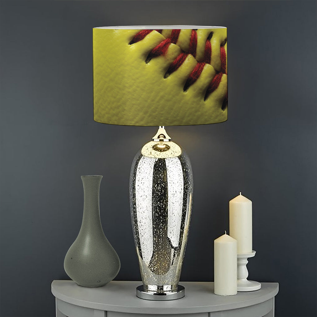 Yellow Softball Ball Print Drum Lamp Shade