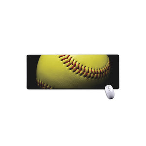 Yellow Softball Ball Print Extended Mouse Pad