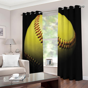 Yellow Softball Ball Print Extra Wide Grommet Curtains