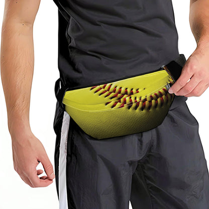Yellow Softball Ball Print Fanny Pack