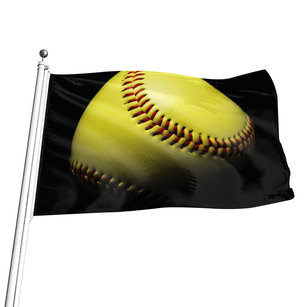 Yellow Softball Ball Print Flag