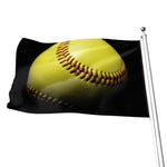 Yellow Softball Ball Print Flag