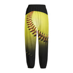 Yellow Softball Ball Print Fleece Lined Knit Pants