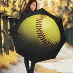 Yellow Softball Ball Print Foldable Umbrella