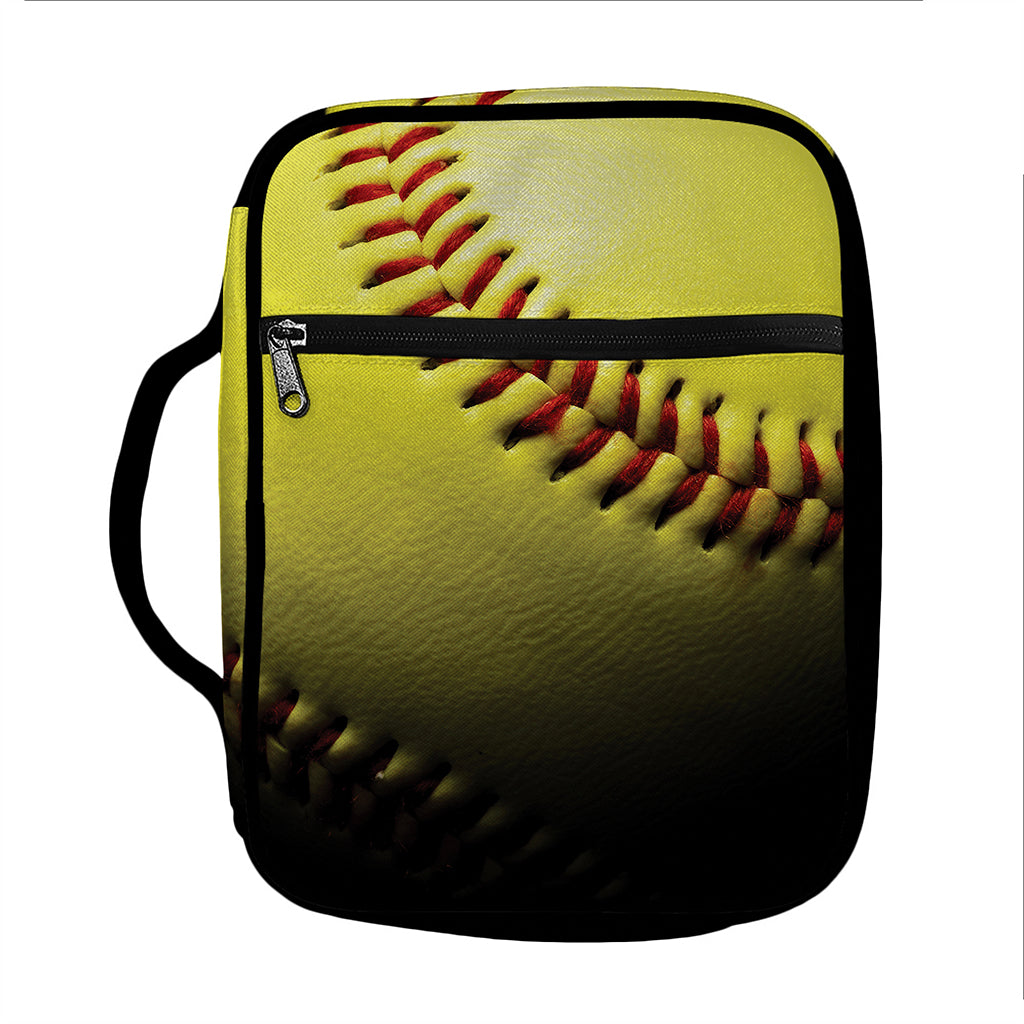 Yellow Softball Ball Print Front Pocket Bible Bag