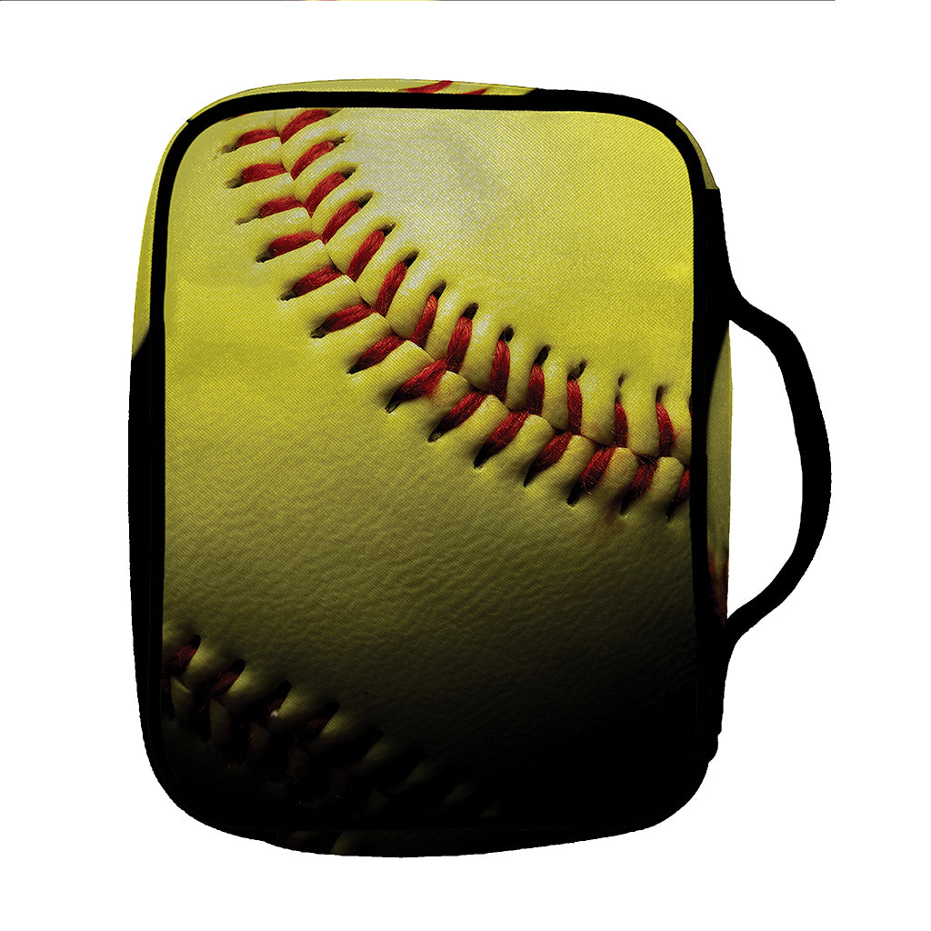 Yellow Softball Ball Print Front Pocket Bible Bag