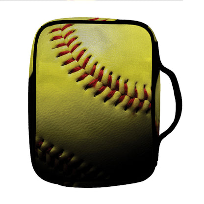 Yellow Softball Ball Print Front Pocket Bible Bag