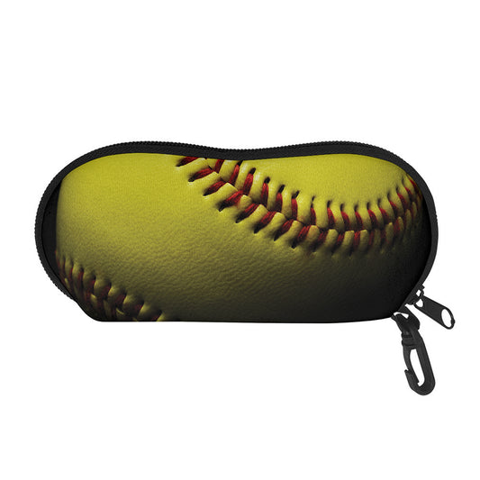 Yellow Softball Ball Print Glasses Case