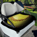 Yellow Softball Ball Print Golf Cart Seat Cover