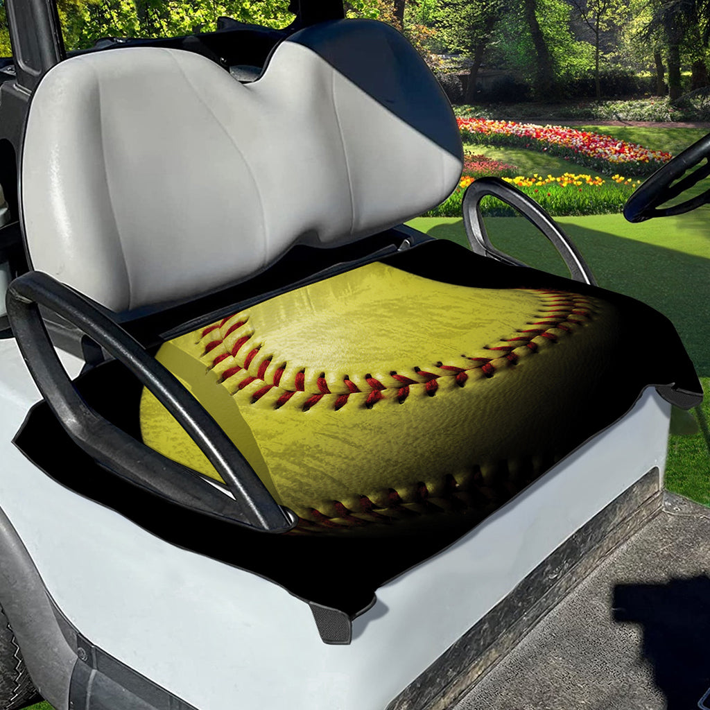 Yellow Softball Ball Print Golf Cart Seat Cover