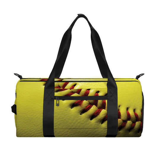 Yellow Softball Ball Print Gym Bag