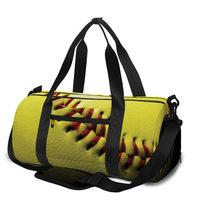 Yellow Softball Ball Print Gym Bag