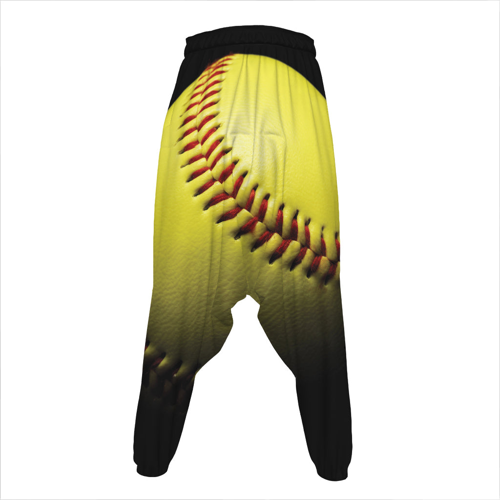 Yellow Softball Ball Print Hammer Pants