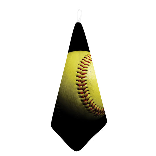 Yellow Softball Ball Print Hand Towel