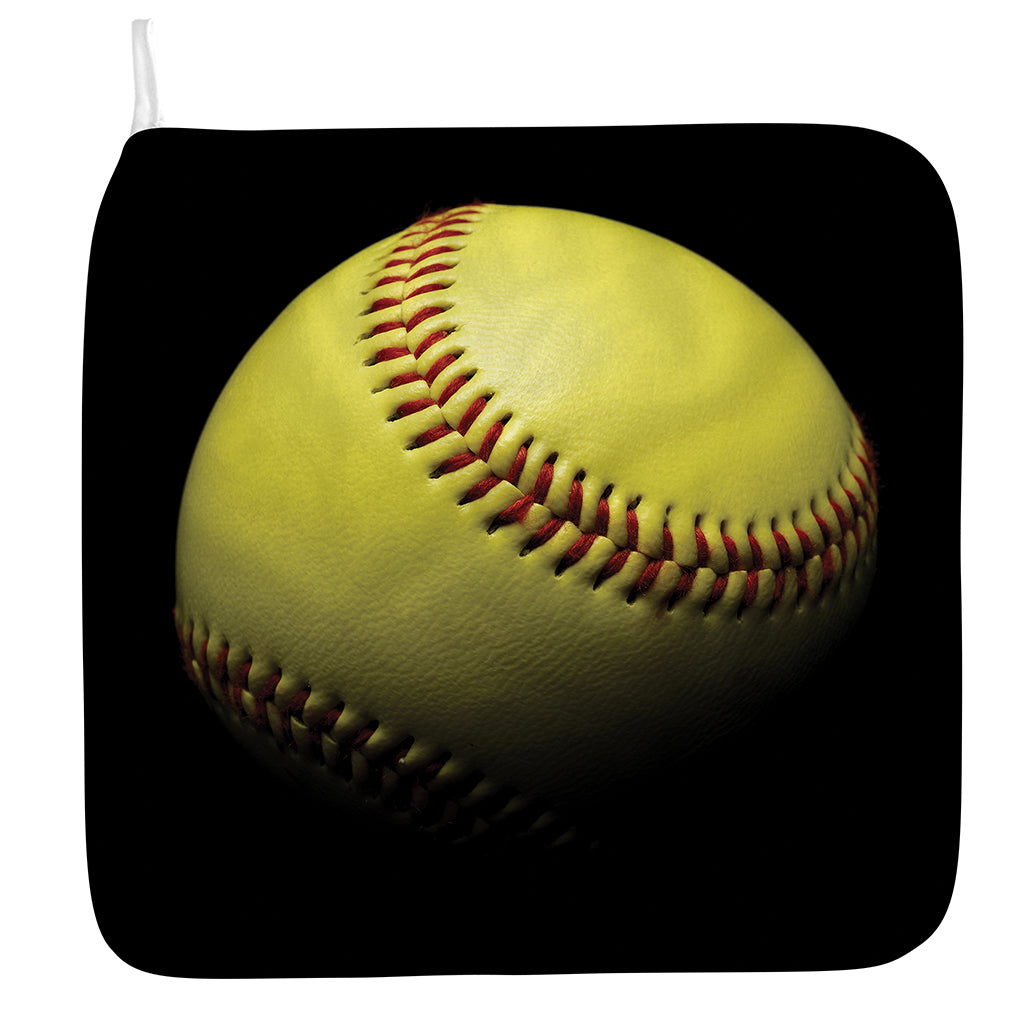 Yellow Softball Ball Print Hand Towel