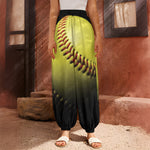 Yellow Softball Ball Print Harem Pants