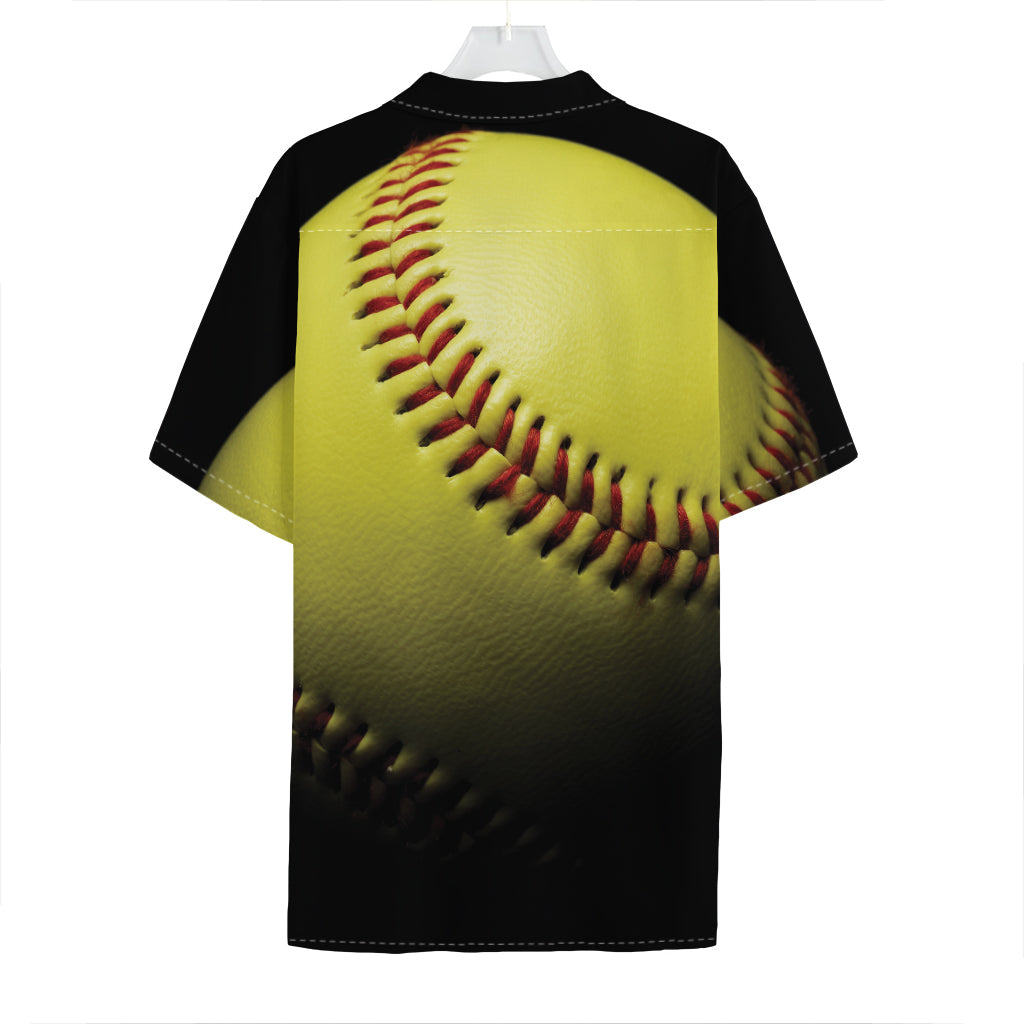 Yellow Softball Ball Print Hawaiian Shirt