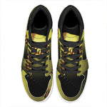 Yellow Softball Ball Print High Top Leather Sneakers