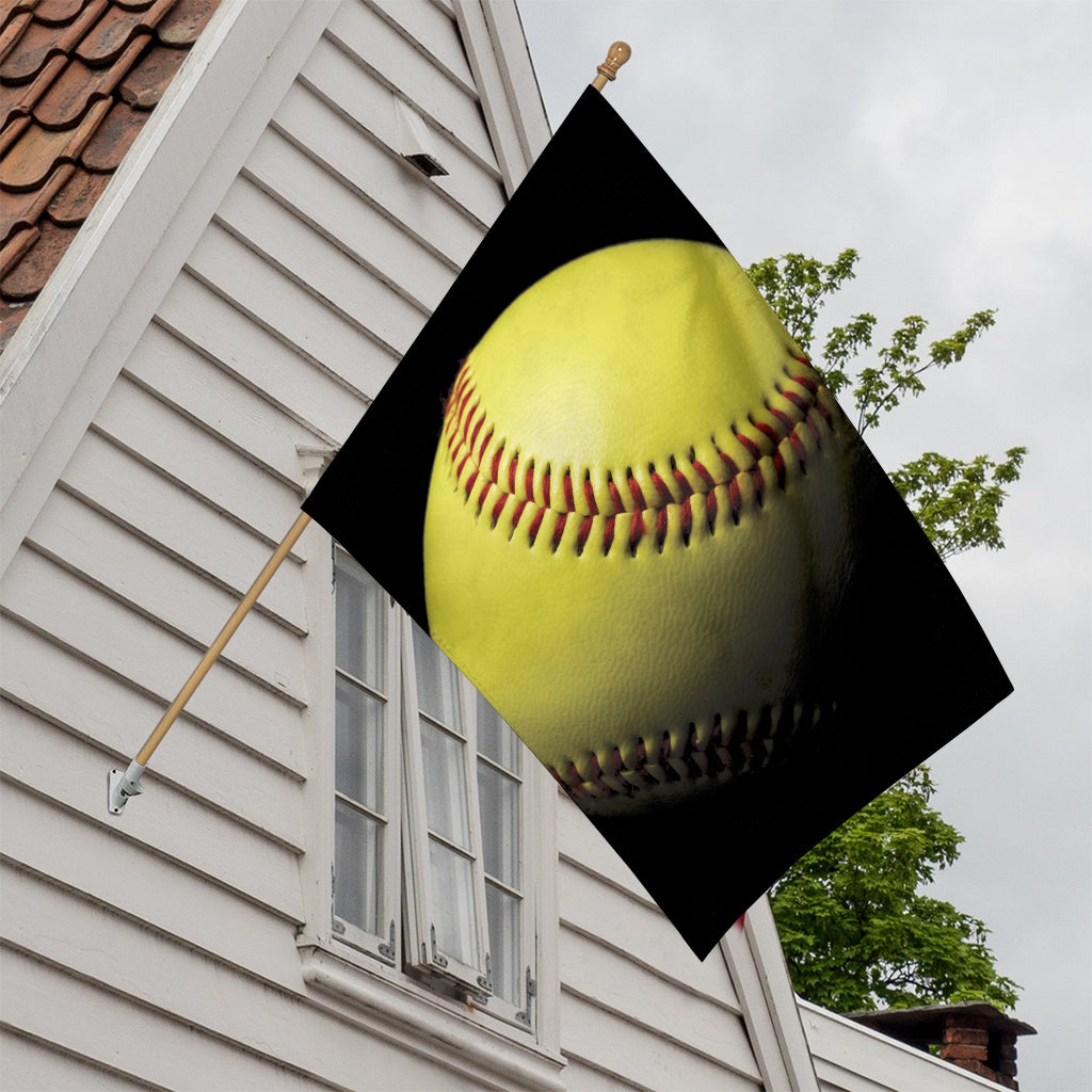 Yellow Softball Ball Print House Flag