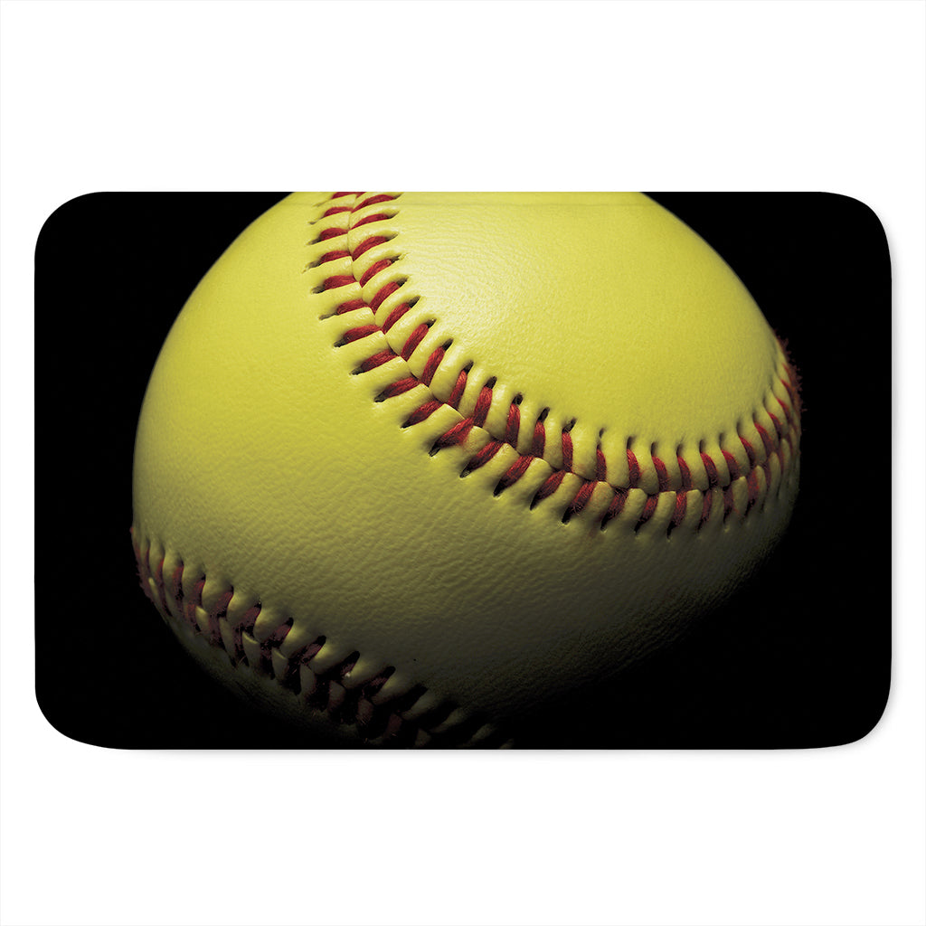 Yellow Softball Ball Print Indoor Door Mat