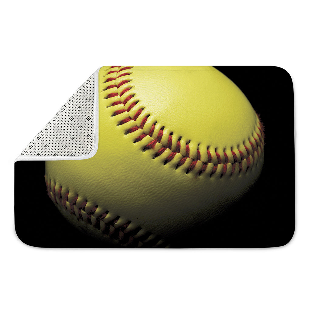 Yellow Softball Ball Print Indoor Door Mat