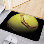 Yellow Softball Ball Print Indoor Door Mat