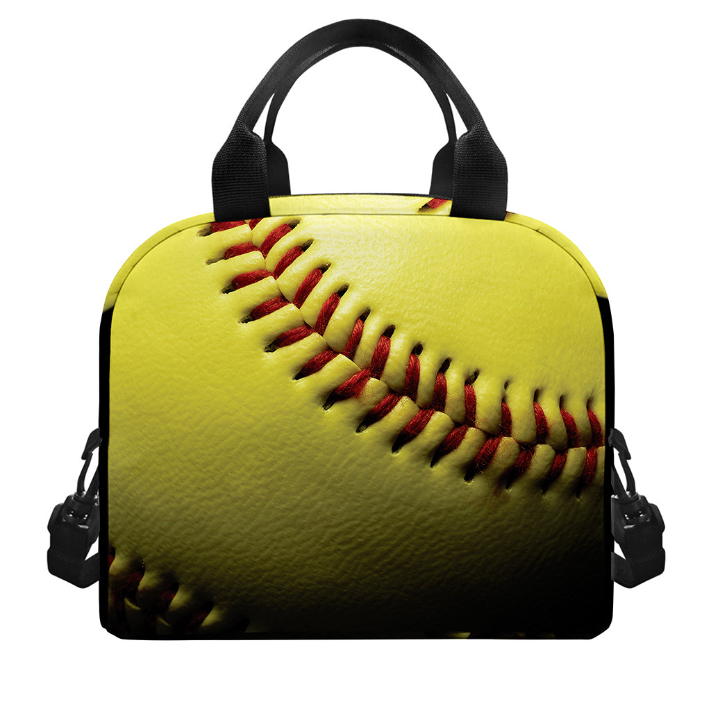 Yellow Softball Ball Print Insulated Lunch Bag