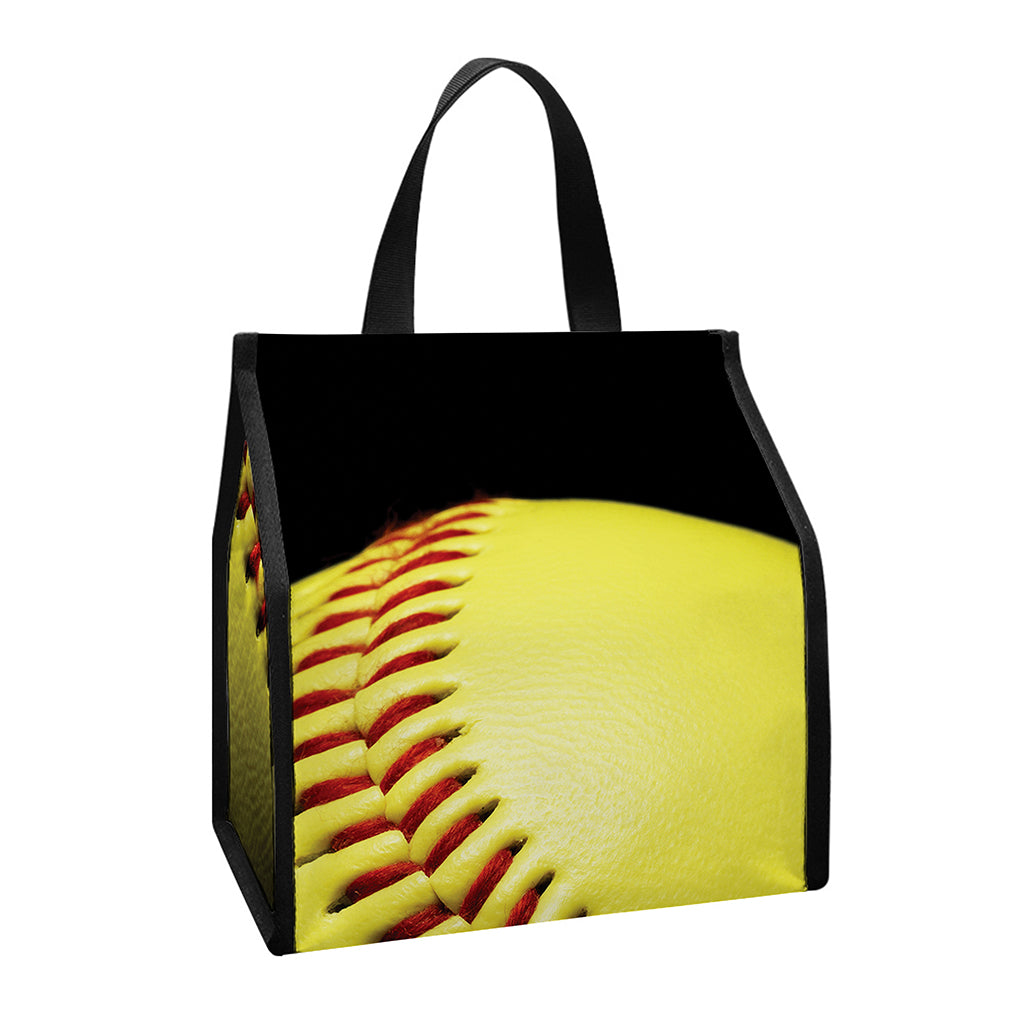 Yellow Softball Ball Print Insulated Lunch Tote