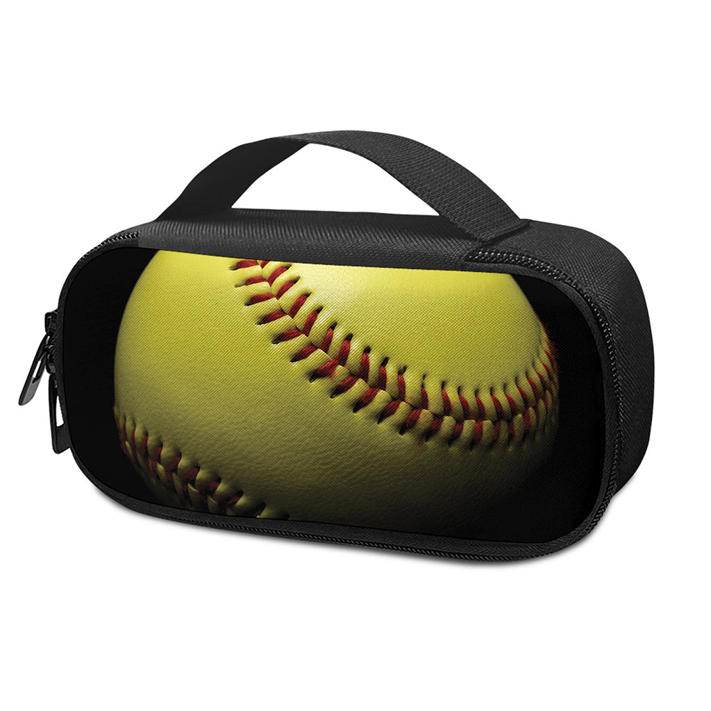 Yellow Softball Ball Print Insulin Cooler Travel Case