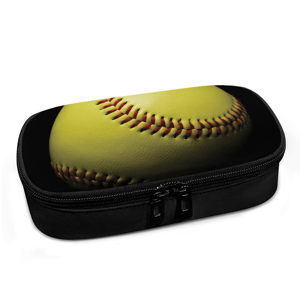 Yellow Softball Ball Print Insulin Cooler Travel Case