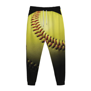 Yellow Softball Ball Print Jogger Pants