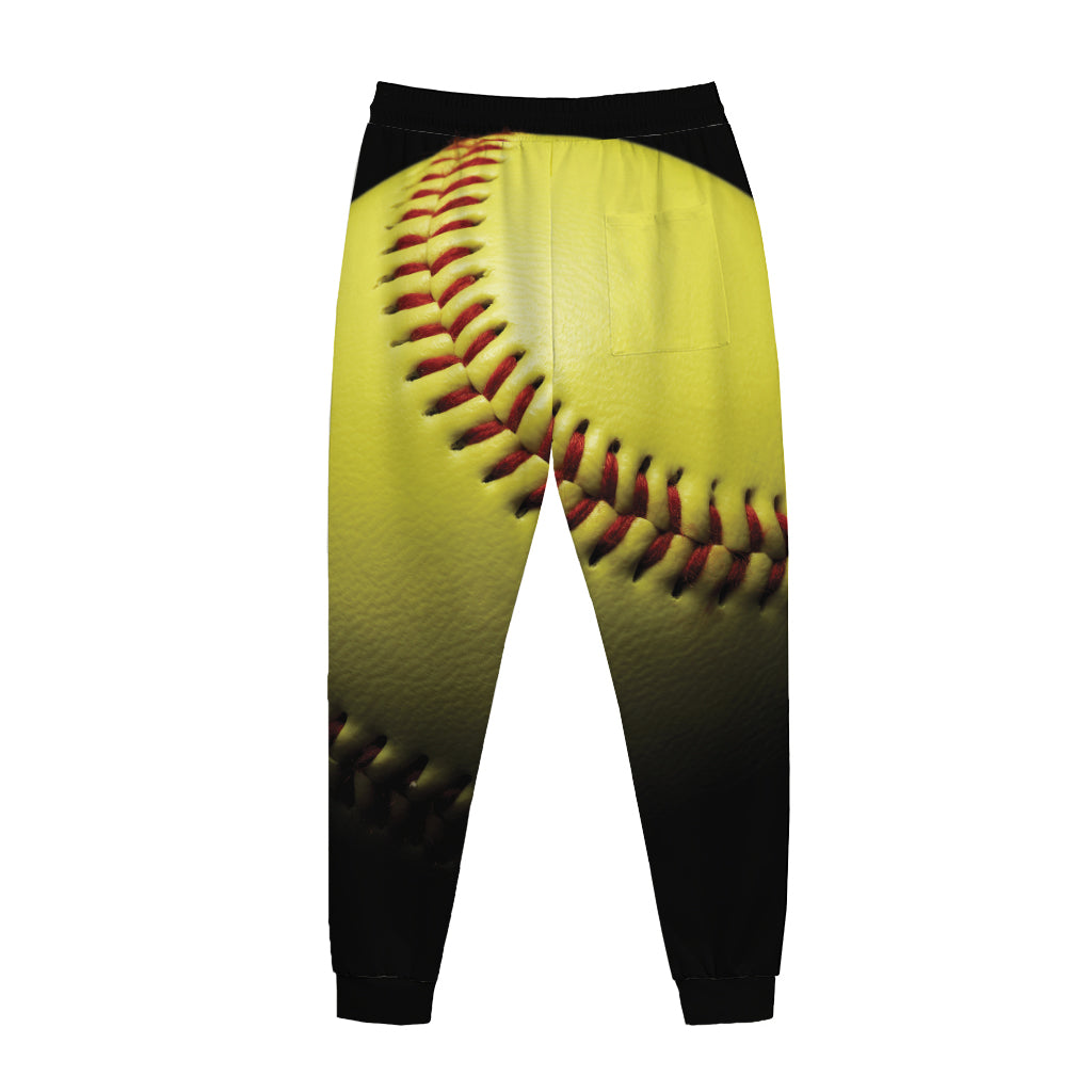 Yellow Softball Ball Print Jogger Pants