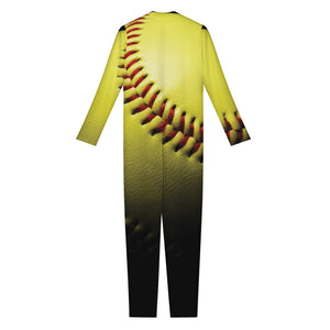 Yellow Softball Ball Print Jumpsuit