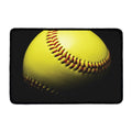 Yellow Softball Ball Print Kitchen Mat